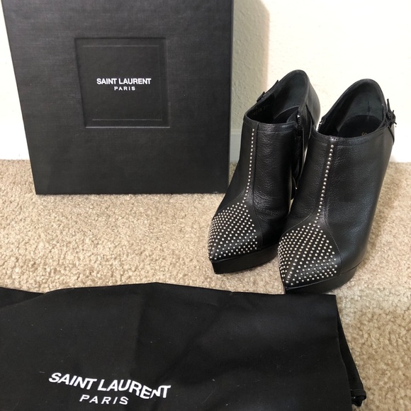 Saint Laurent Shoes - Saint Laurent black ankle boots with studs
